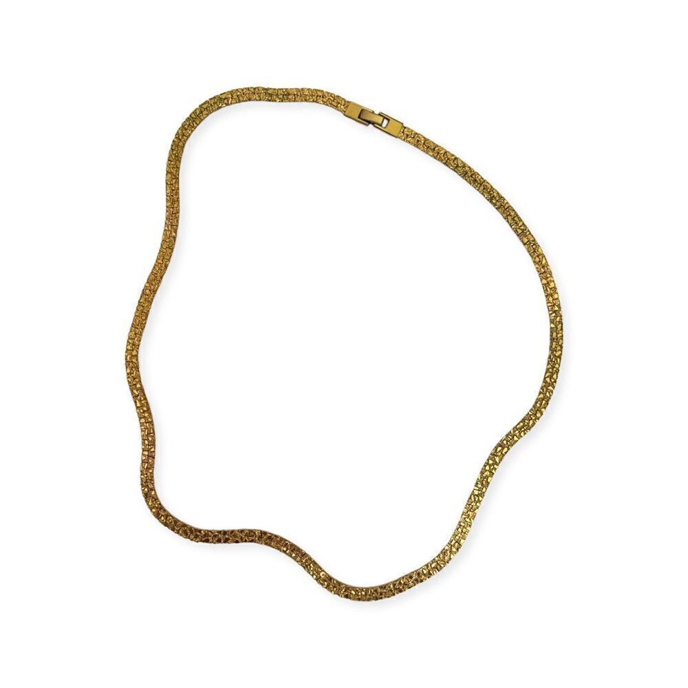 Textured 12K Gold Chain Link Necklace